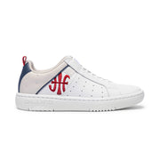 Women's Icon 2.0 White Blue Red Logo Leather Sneakers