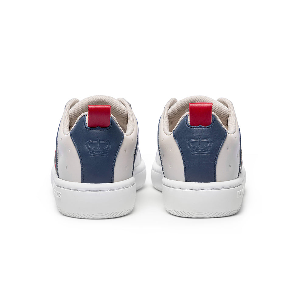 Women's Icon 2.0 White Blue Red Logo Leather Sneakers