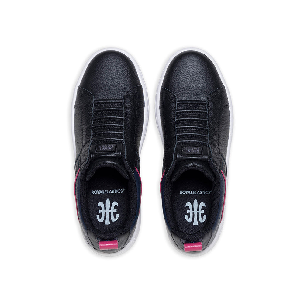 Women's Icon 2.0 Black Pink Logo Leather Sneakers