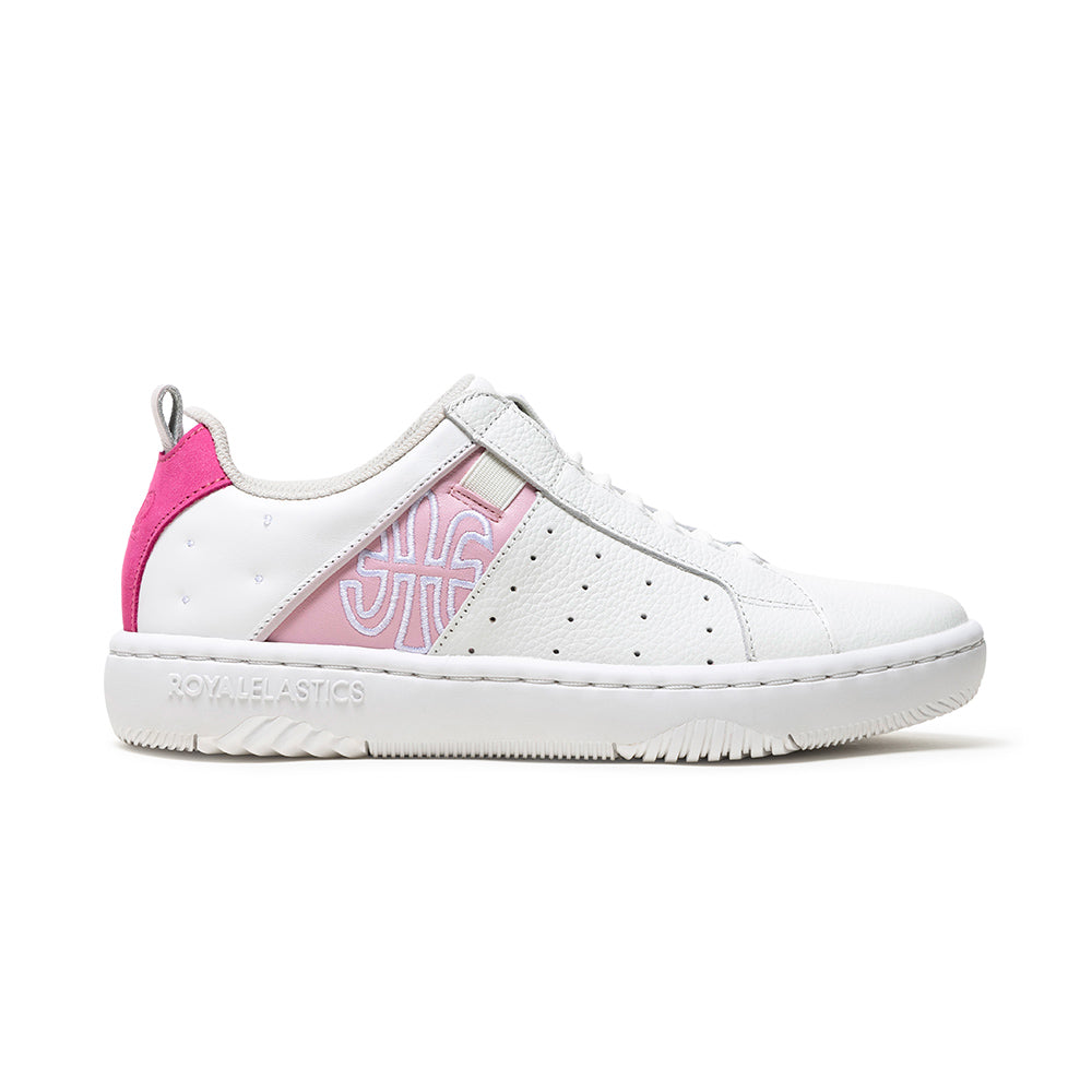 Women's Icon 2.0 White Pink Logo Leather Sneakers