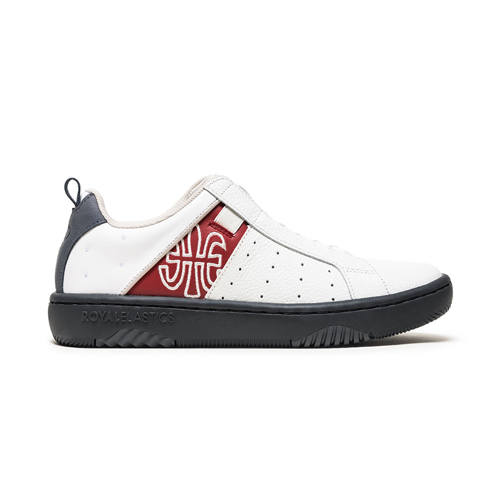 Women's Icon 2.0 White Red Black Logo Leather Sneakers