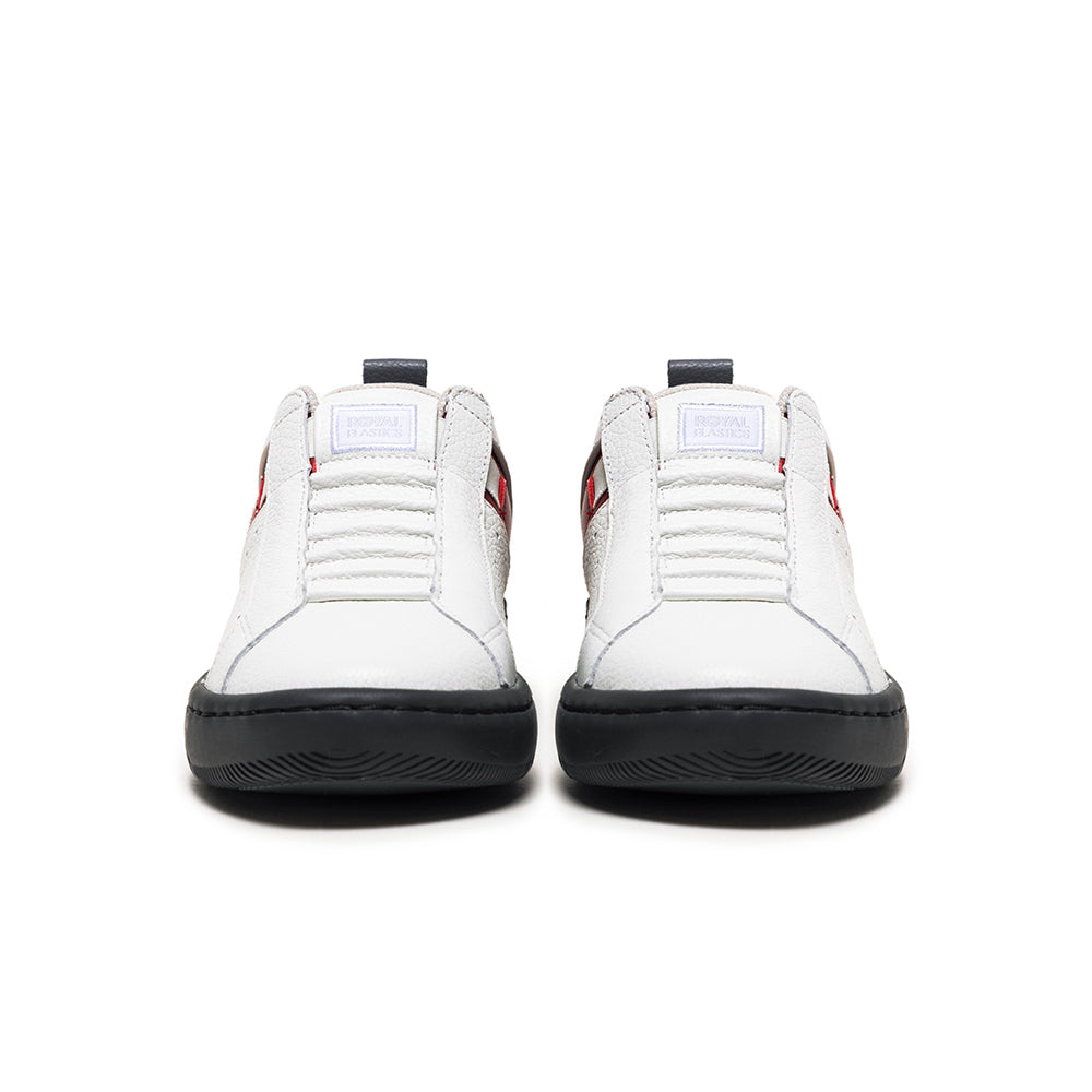 Women's Icon 2.0 White Red Black Logo Leather Sneakers