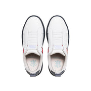 Women's Icon 2.0 White Red Black Logo Leather Sneakers