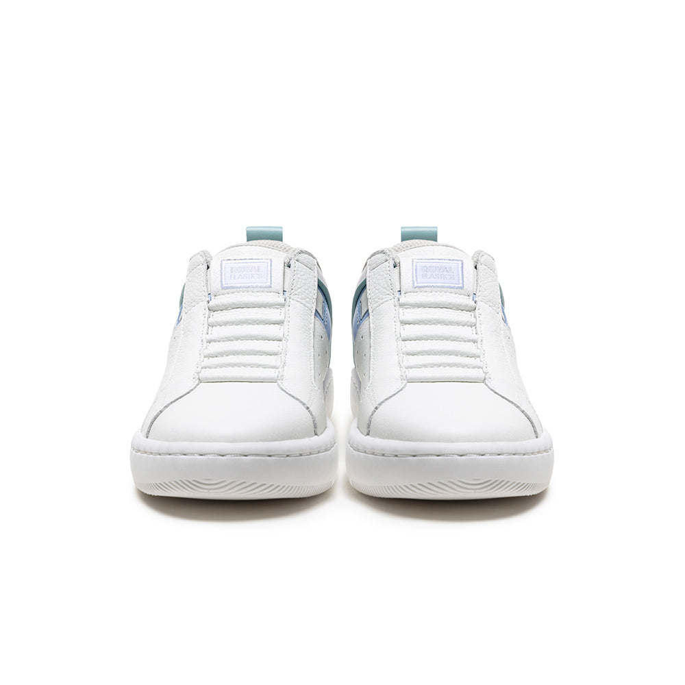 Women's Icon 2.0 White Blue Purple Logo Leather Sneakers