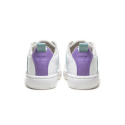 Women's Icon 2.0 White Blue Purple Logo Leather Sneakers