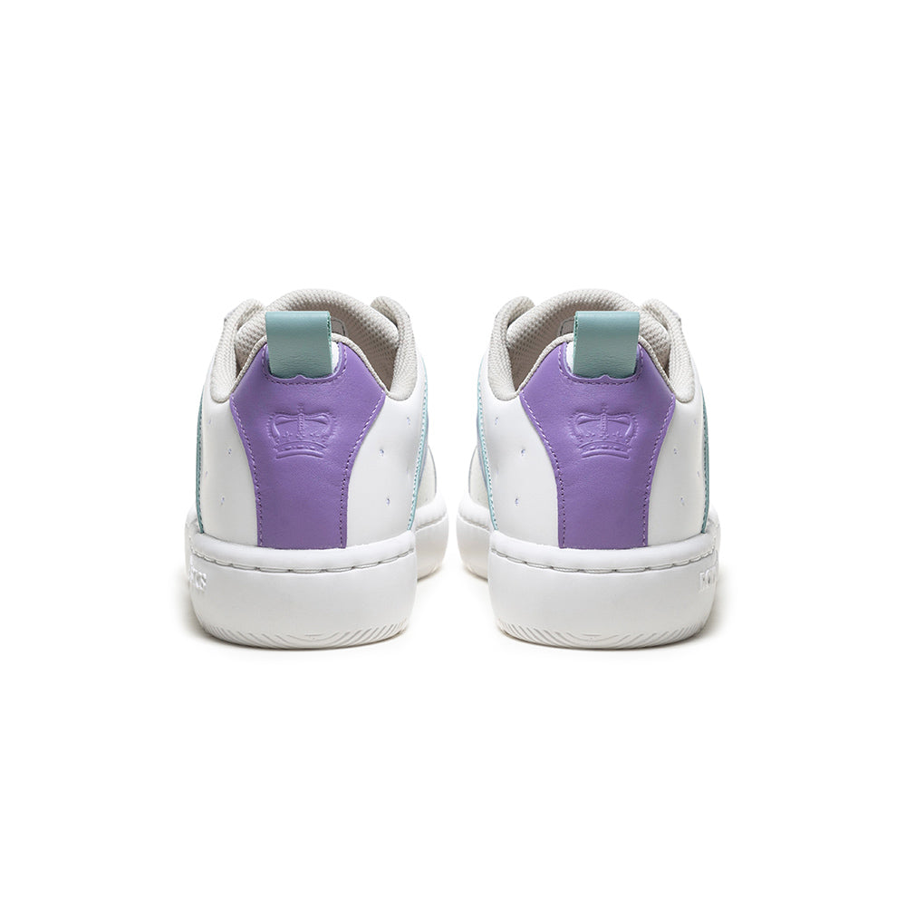Women's Icon 2.0 White Blue Purple Logo Leather Sneakers