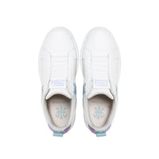 Women's Icon 2.0 White Blue Purple Logo Leather Sneakers