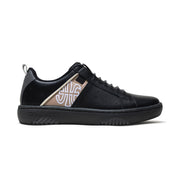 Women's Icon 2.0 Black Beige Gray Logo Leather Sneakers