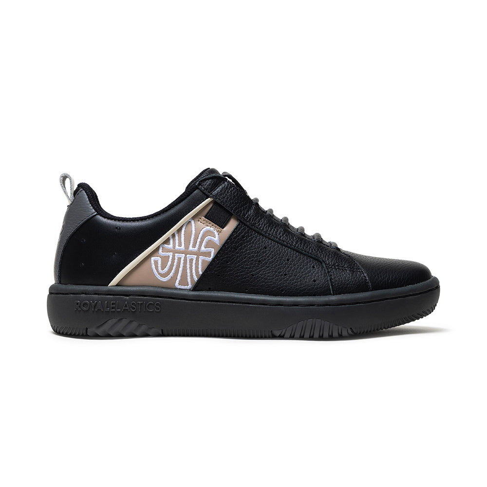 Women's Icon 2.0 Black Beige Gray Logo Leather Sneakers