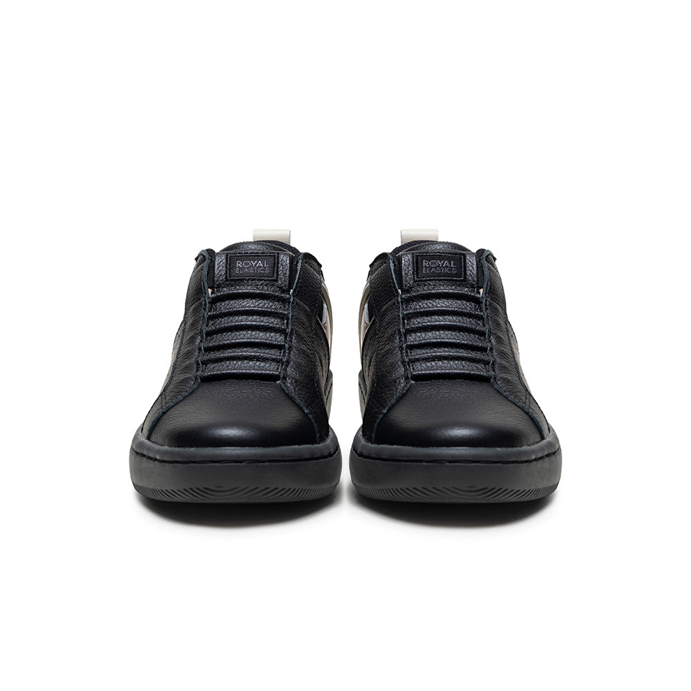 Women's Icon 2.0 Black Beige Gray Logo Leather Sneakers