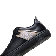 Women's Icon 2.0 Black Beige Gray Logo Leather Sneakers