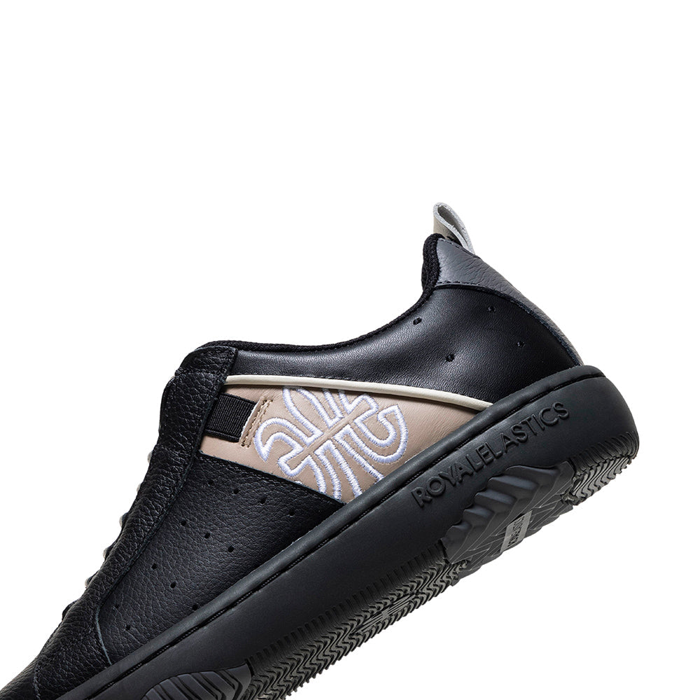 Women's Icon 2.0 Black Beige Gray Logo Leather Sneakers