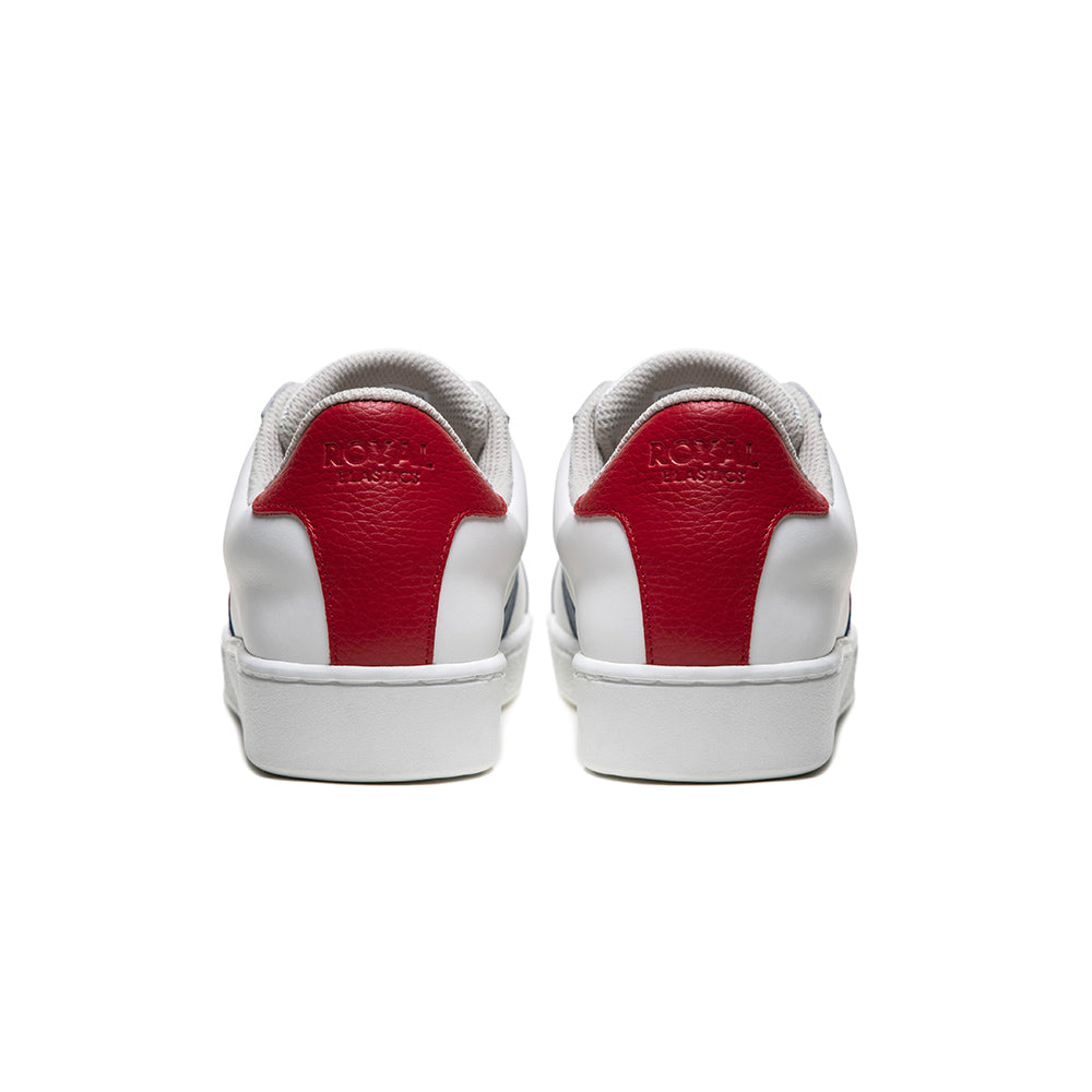 Men's Bishop White Blue Red Leather Sneakers