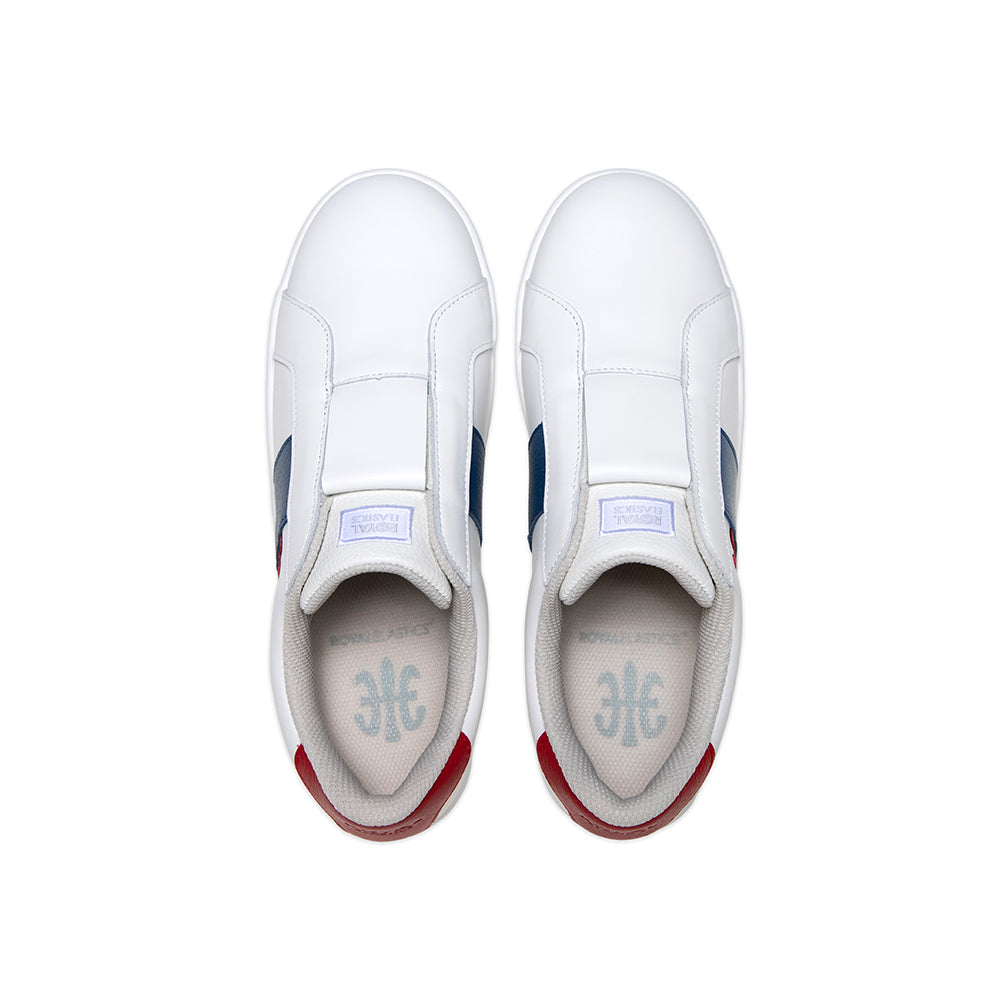 Men's Bishop White Blue Red Leather Sneakers