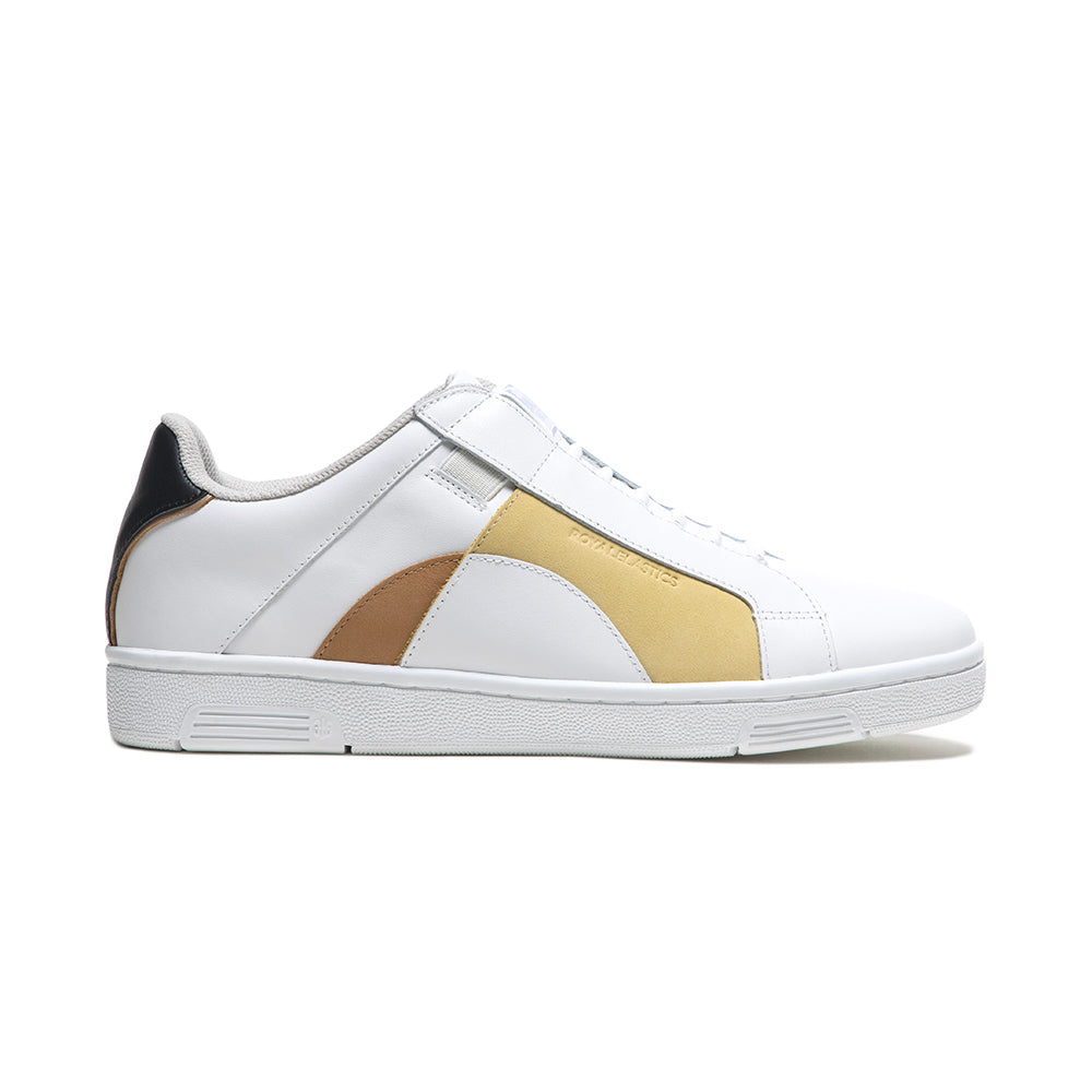 Men's Icon Dots White Yellow Logo Leather Sneakers