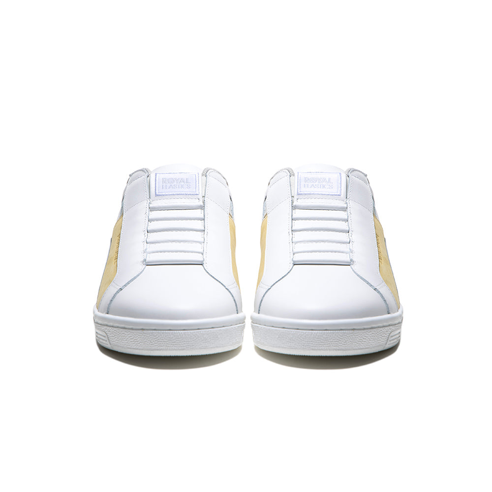 Men's Icon Dots White Yellow Logo Leather Sneakers
