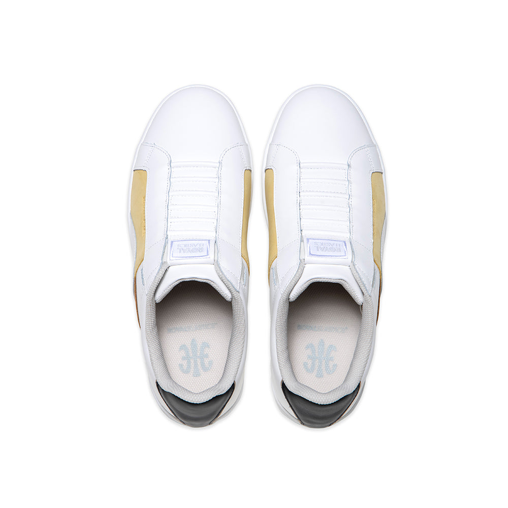 Men's Icon Dots White Yellow Logo Leather Sneakers