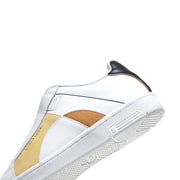 Men's Icon Dots White Yellow Logo Leather Sneakers