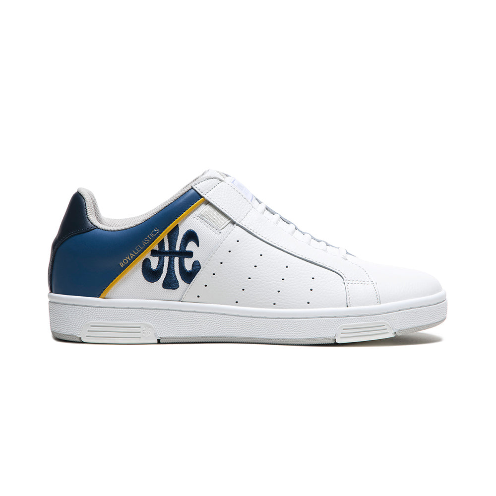 Men's Icon OG White Blue Yellow Logo Leather Sneakers 01933-053