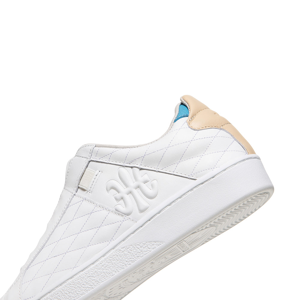 Men's Icon Lux White Brown Blue Leather Sneakers