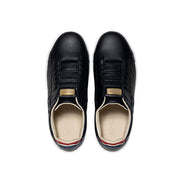 Men's Icon Lux Black Red Leather Sneakers