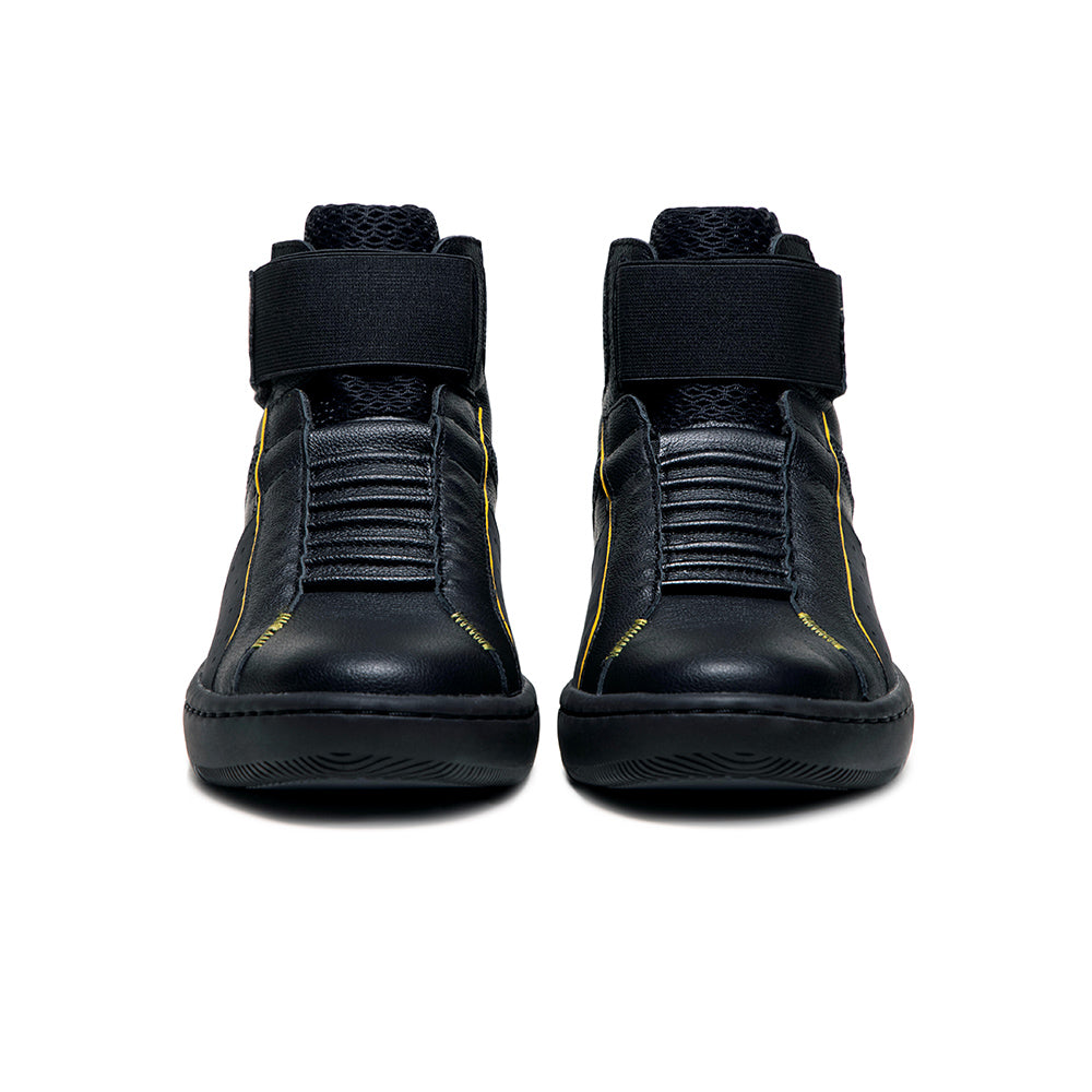Men's Icon 2.0X Hi Black Yellow Hi Top Leather Sneakers 06423-993