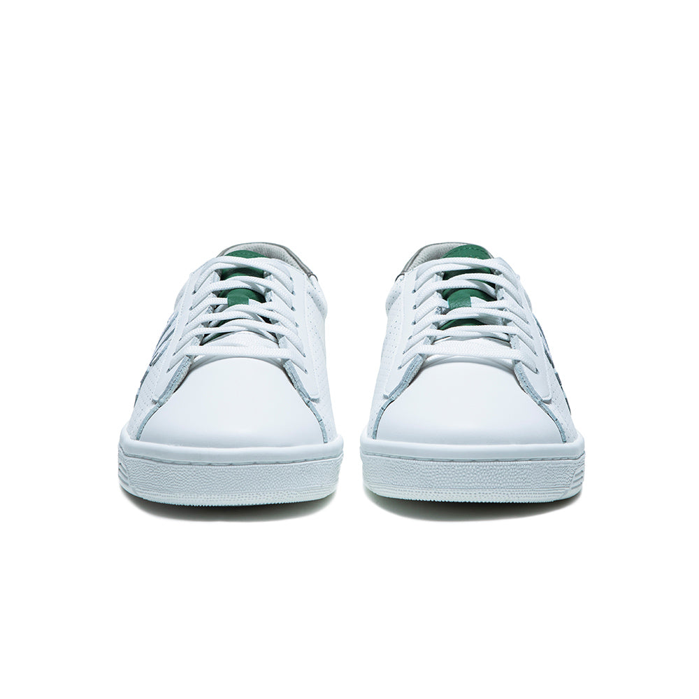 Men's Honor White Green Logo Leather Sneakers 08014-047