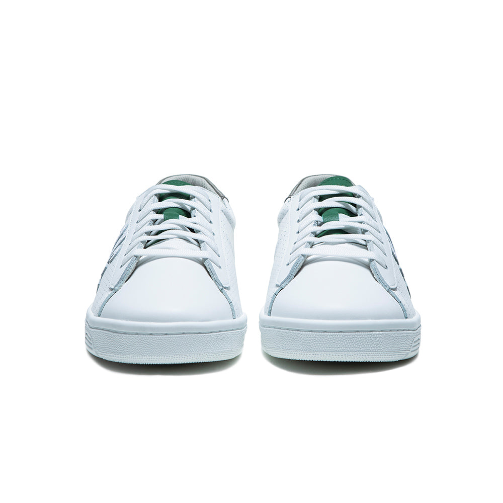 Men's Honor White Green Logo Leather Sneakers