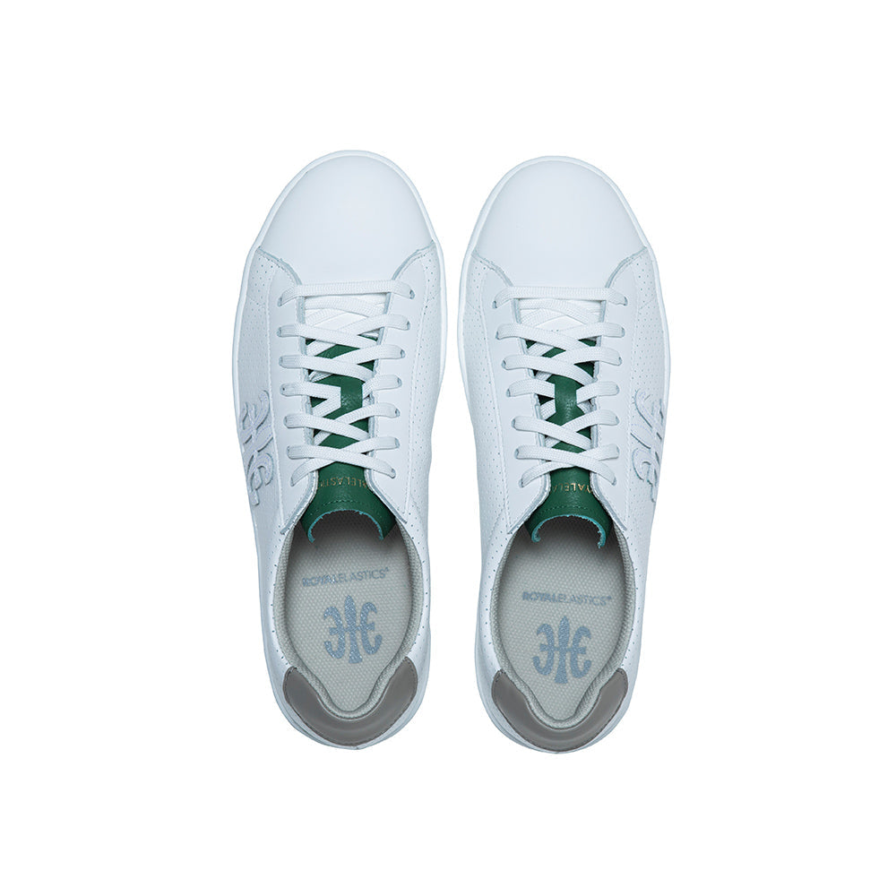 Men's Honor White Green Logo Leather Sneakers