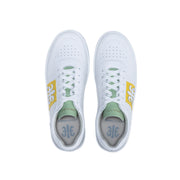 Men's Dreamer White Yellow Green Logo Leather Sneakers