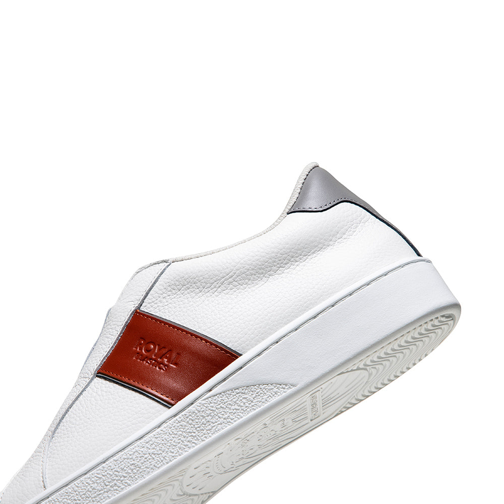 Women's Bishop White Orange Gray Leather Sneakers