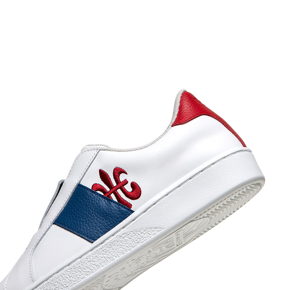 Women's Bishop White Blue Red Leather Sneakers