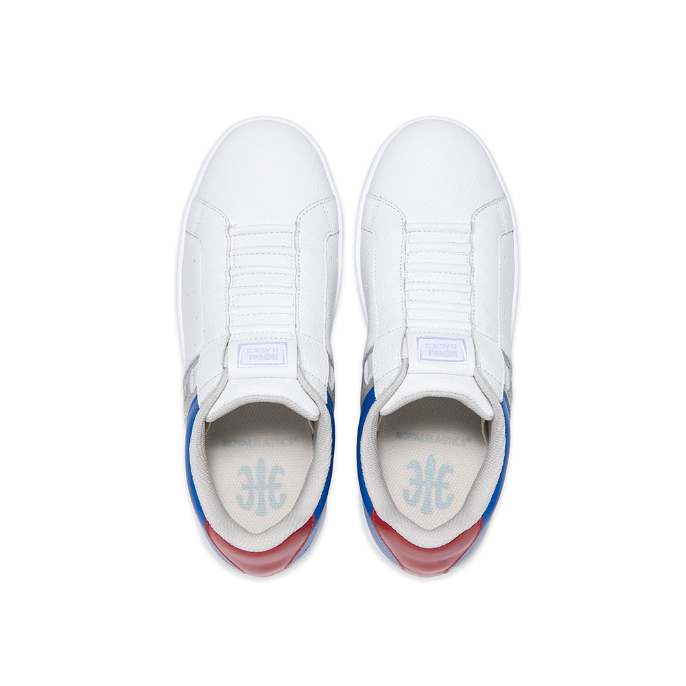 Women's Icon OG White Blue Red Logo Leather Sneakers