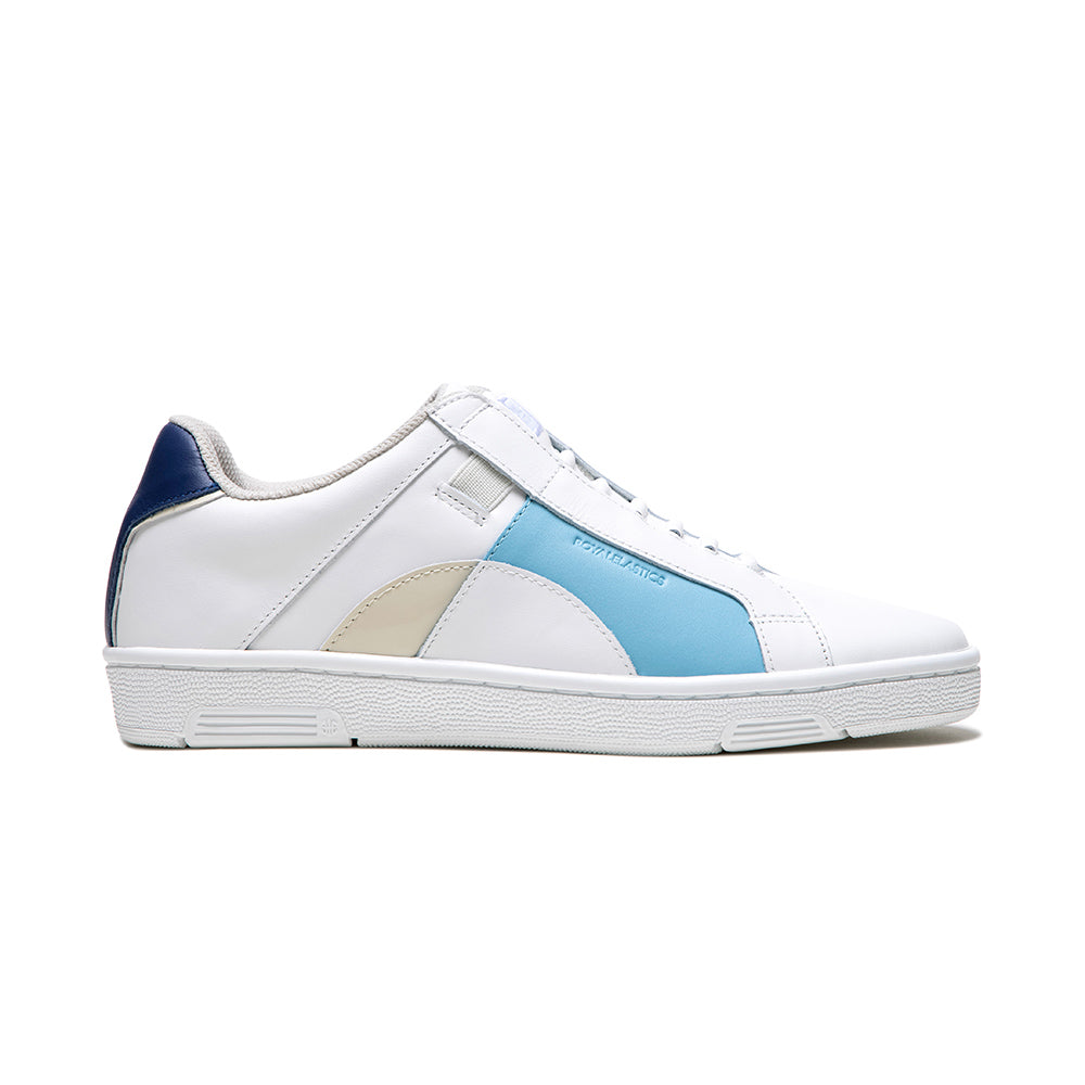 Women's Icon Dots White Blue Logo Leather Sneakers