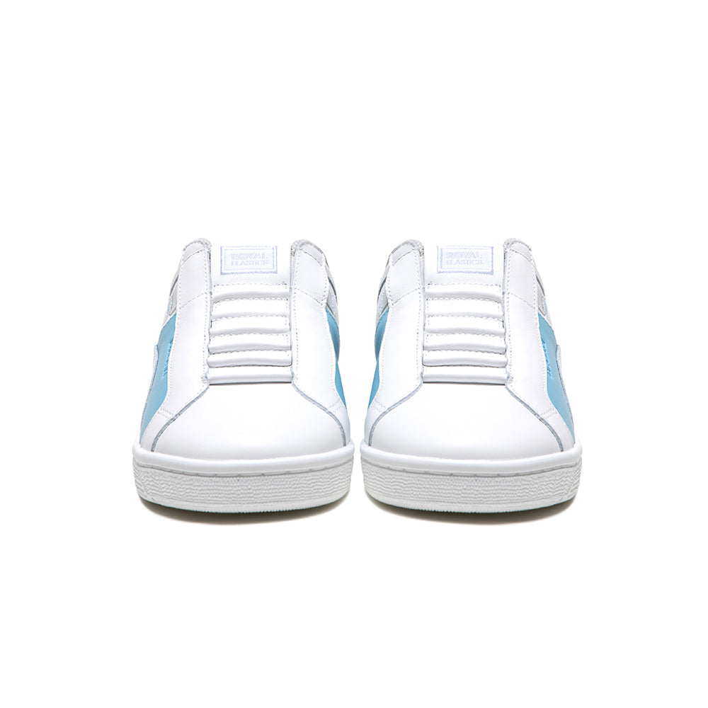 Women's Icon Dots White Blue Logo Leather Sneakers