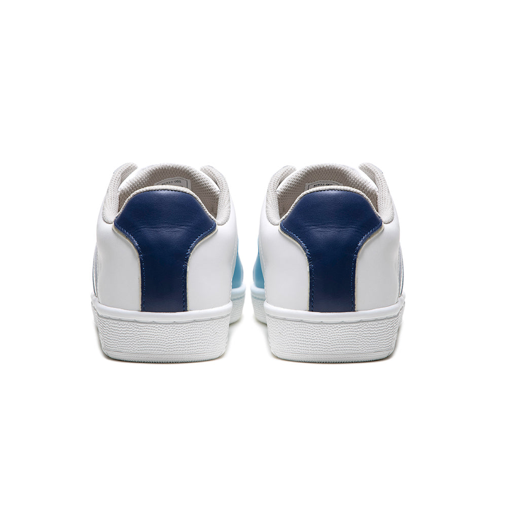 Women's Icon Dots White Blue Logo Leather Sneakers