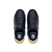 Women's Icon OG Black Yellow Logo Leather Sneakers