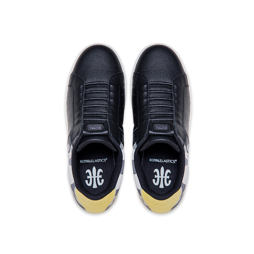 Women's Icon OG Black Yellow Logo Leather Sneakers