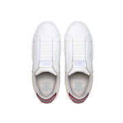 Women's Icon OG White Blue Purple Logo Leather Sneakers
