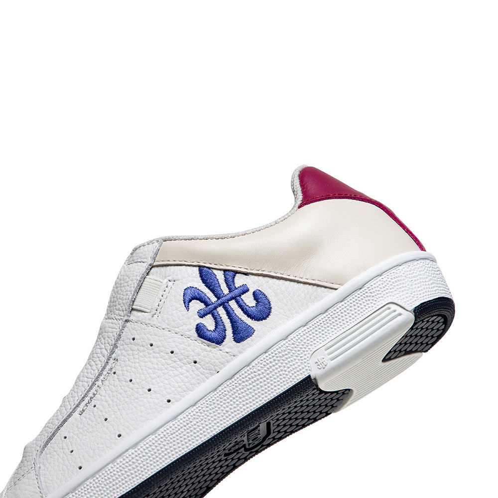 Women's Icon OG White Blue Purple Logo Leather Sneakers