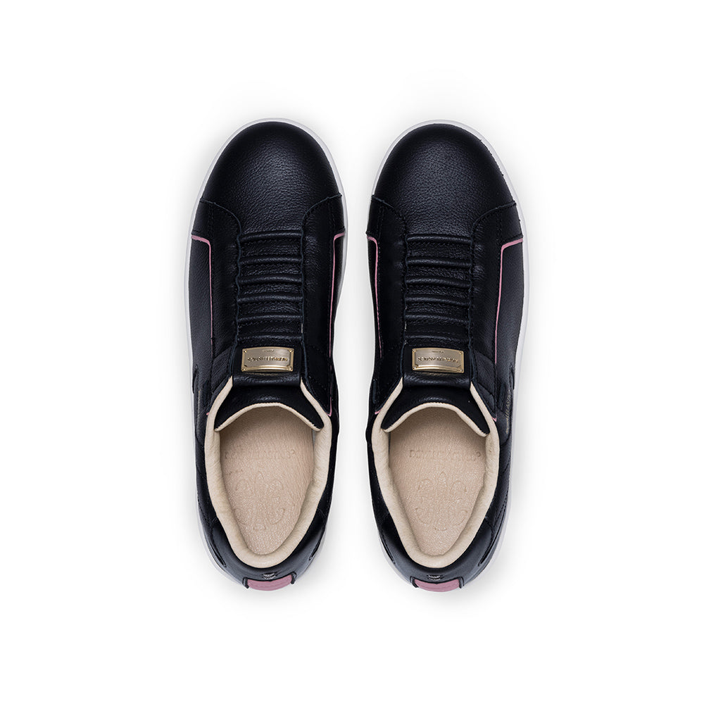Women's Adelaide Lux Black Pink Leather Sneakers