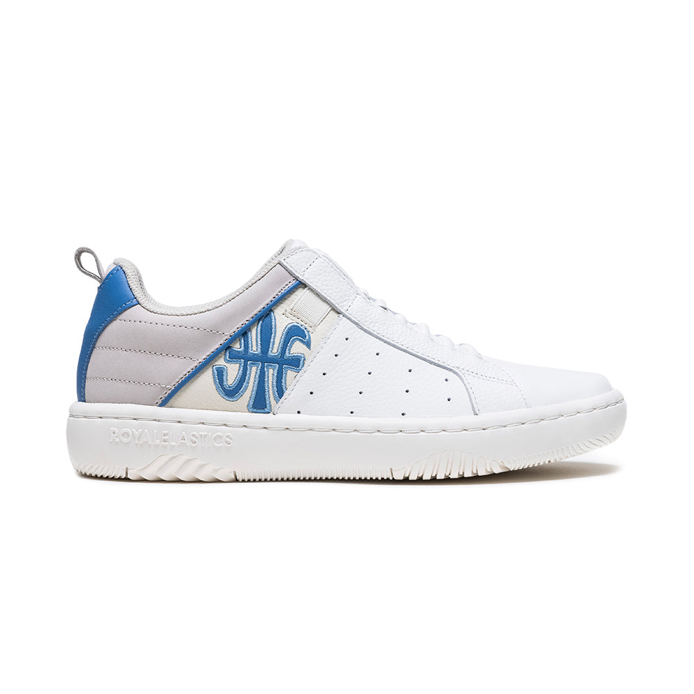 Women's Icon 2.0 White Blue Logo Leather Sneakers