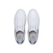 Women's Icon 2.0 White Blue Logo Leather Sneakers