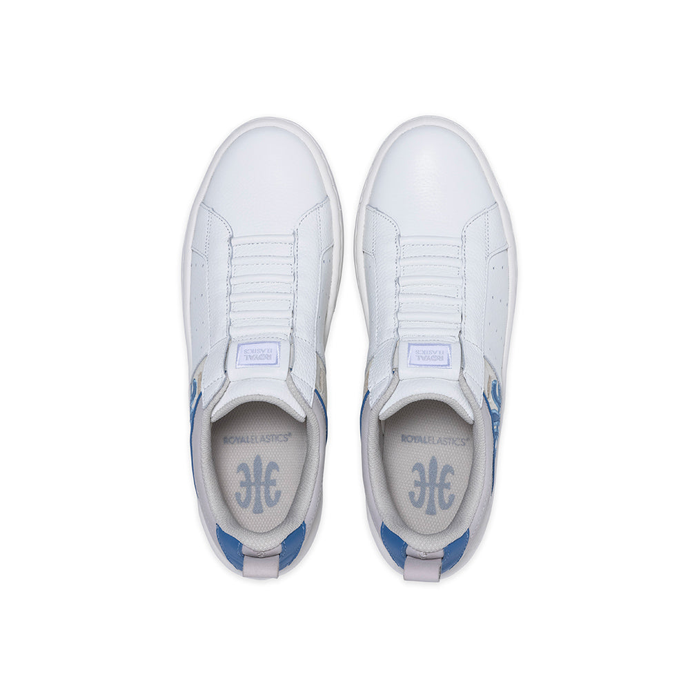 Women's Icon 2.0 White Blue Logo Leather Sneakers