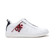 Women's Icon 2.0 White Red Black Logo Leather Sneakers