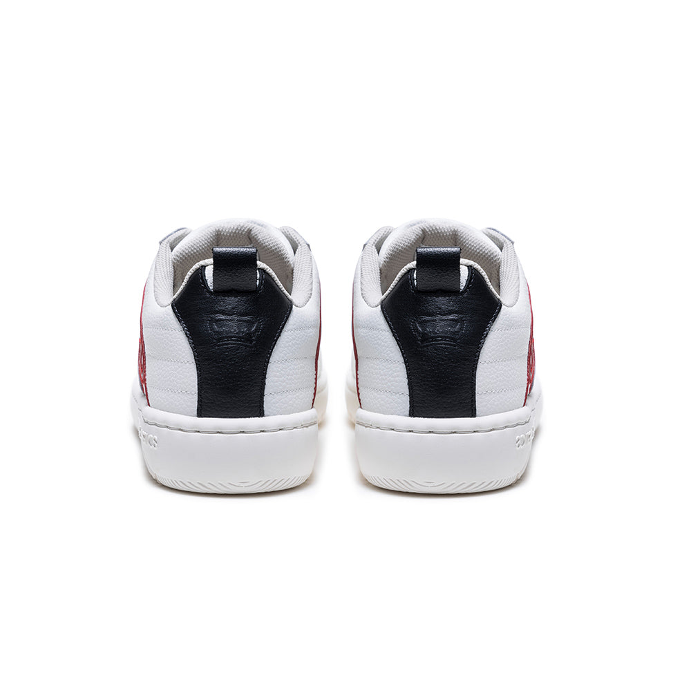 Women's Icon 2.0 White Red Black Logo Leather Sneakers