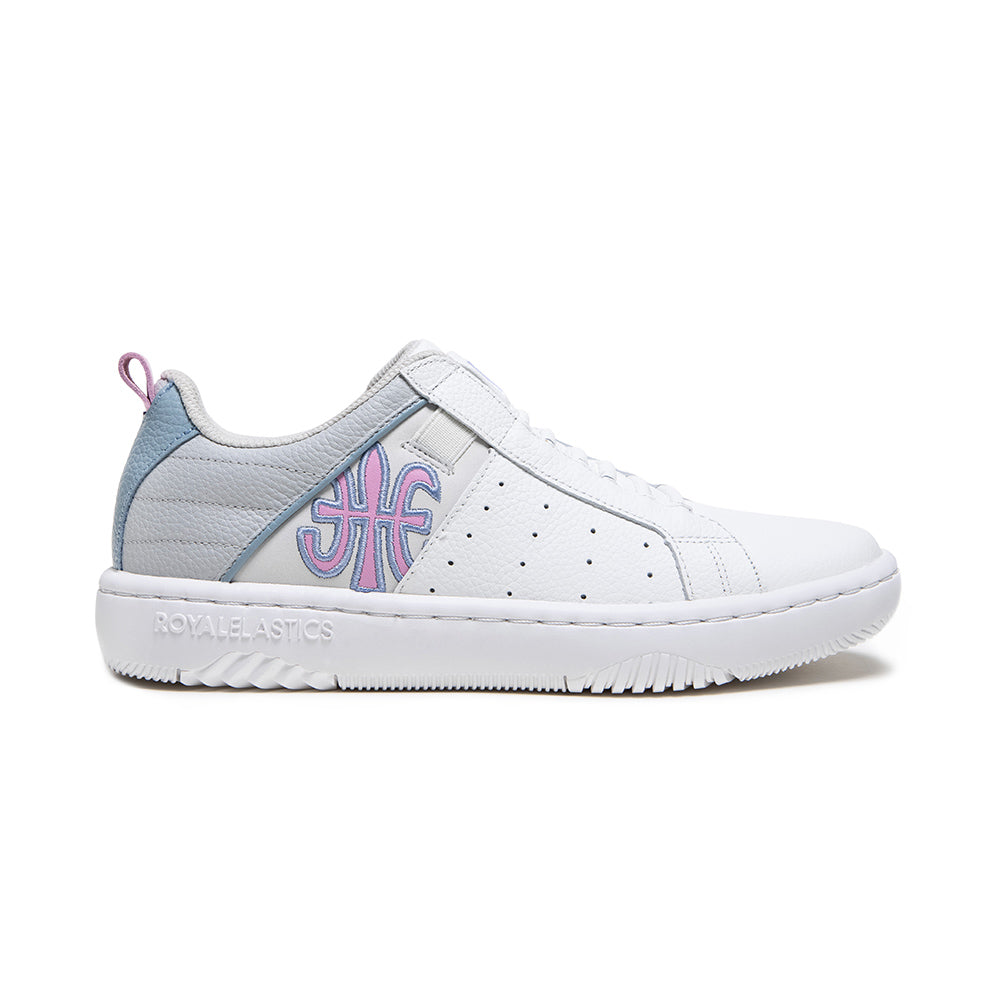Women's Icon 2.0 White Blue Pink Logo Leather Sneakers 96532-018
