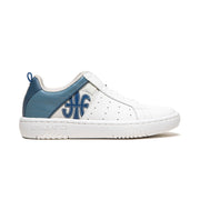 Women's Icon 2.0 White Blue Logo Leather Sneakers