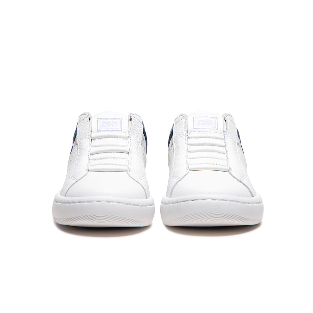 Women's Icon 2.0 White Blue Logo Leather Sneakers