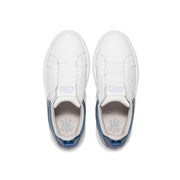 Women's Icon 2.0 White Blue Logo Leather Sneakers